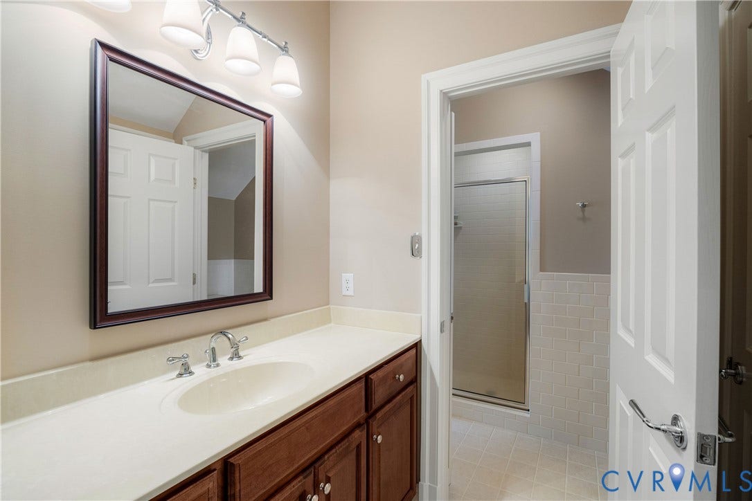 628 Cedar Run Road, Hermitage Country Club Area, Manakin Sabot, VA 23103 Private vanity area leads to the shared tub/shower