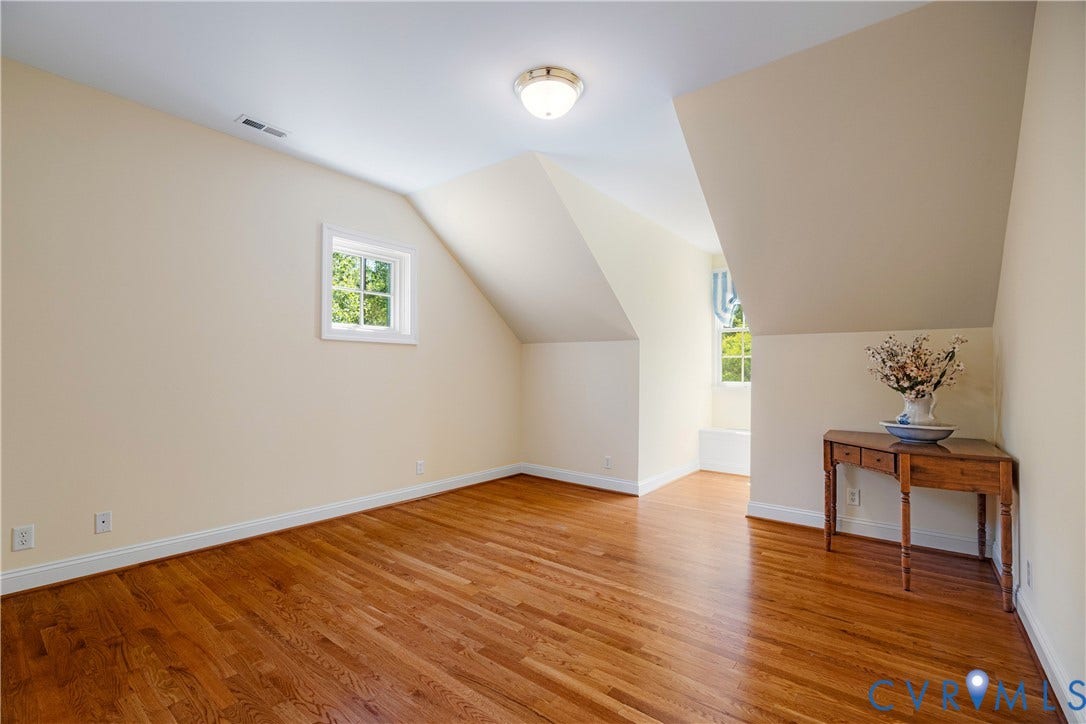 628 Cedar Run Road, Hermitage Country Club Area, Manakin Sabot, VA 23103 Bedroom Two features wood floors and an ensuite full bath.