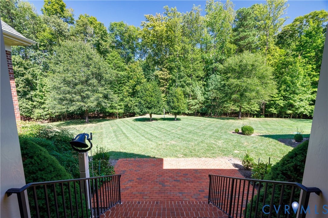 628 Cedar Run Road, Hermitage Country Club Area, Manakin Sabot, VA 23103 View from the veranda of the rear patio and lawn