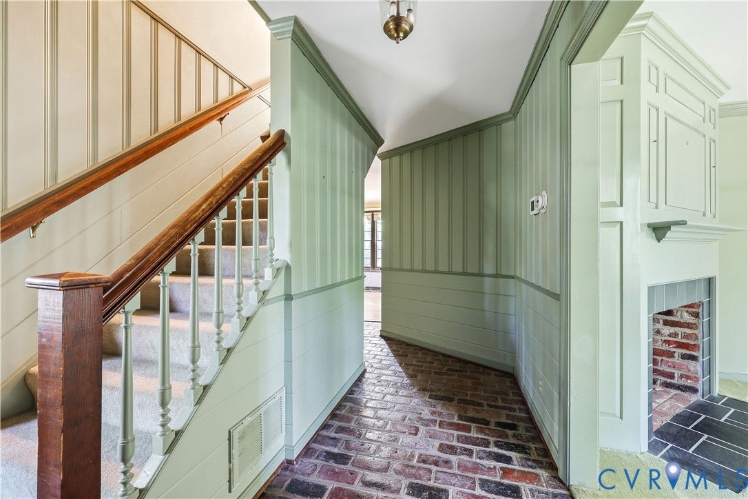 2725 Queenswood Road, Salisbury, Midlothian, VA 23113 Brick flooring reminiscent of a true Colonial era home.
