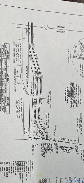 0 Taurman park Drive, Taurman Park, Powhatan, VA 23139 Survey Plat. Detailing the property boundaries, parcel divisions, and proposed new parcel lines, including associated easements and road information