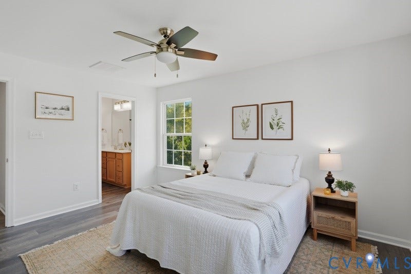 6012 Regal Crest Drive, Kings Grove, Chesterfield, VA 23832 Recessed lighting, ceiling fan with integrated light, wood-finish flooring, and a window with natural light