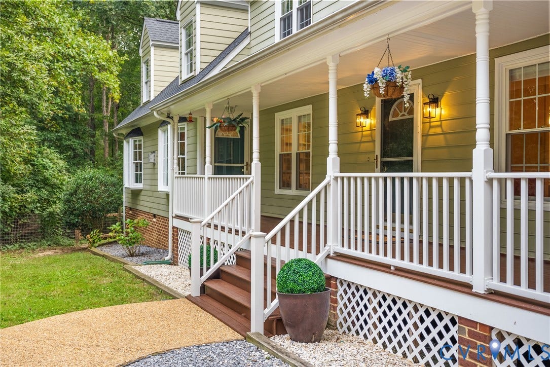 1575 Morewood Drive, Powhatan, VA 23139 Front porch with Main entrance & private entrance to guest quarters
