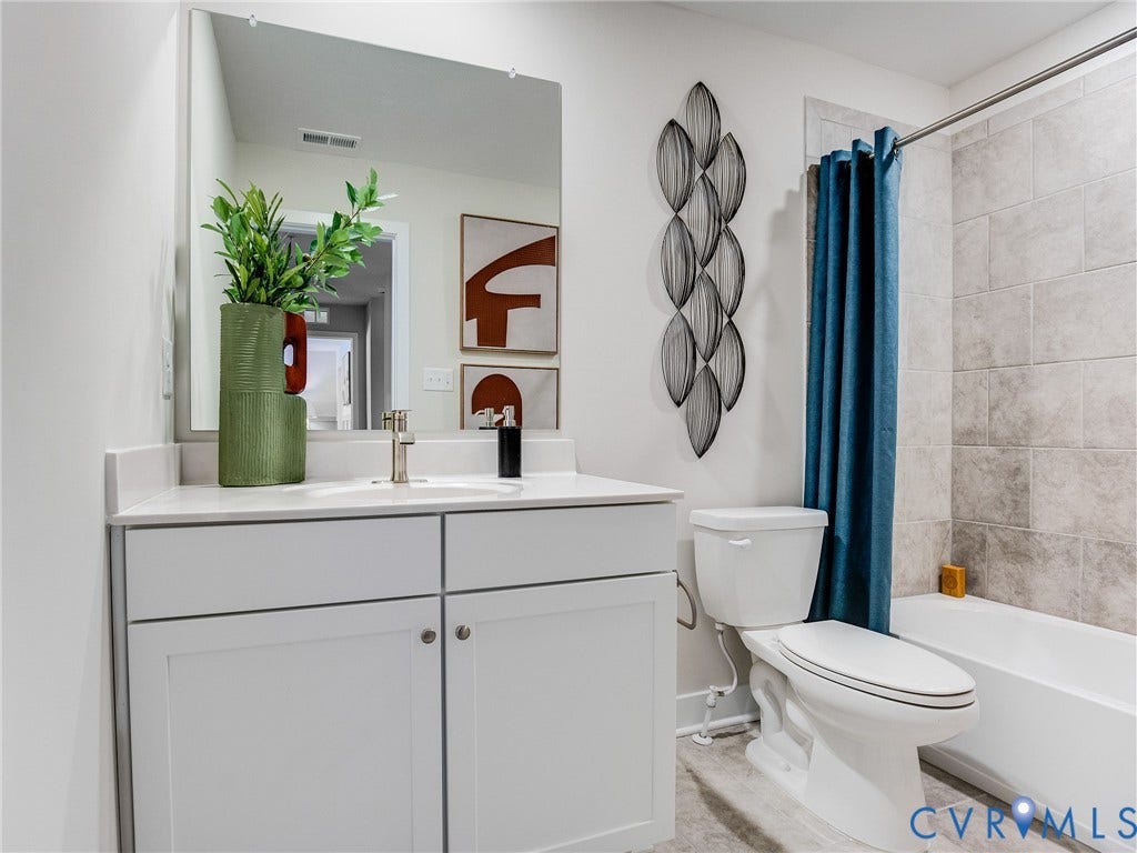 3724 Larimar Lane, Everstone, Richmond, VA 23223 Full vanity with white cabinetry and countertop