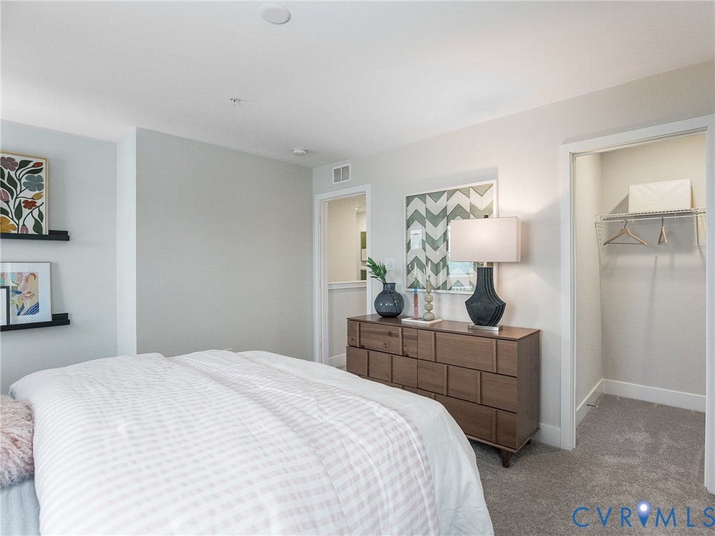 3712 Larimar Lane, Everstone, Richmond, VA 23222 Recessed ceiling lighting, light-toned wall finishes, carpeted flooring, and a built-in closet with wire shelving