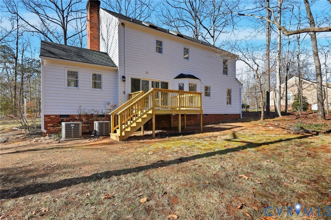 3264 Sherwood Ridge Way, Powhatan, VA 23139 White siding exterior with a dark shingled roof