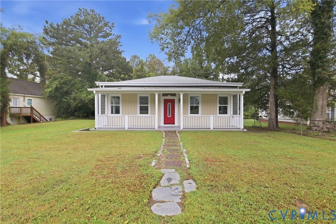 Welcome to 114 Echo Ave, 3-bedroom, 2-bathroom Richmond home in a quiet cul-de-sac, featuring a covered front porch and large front yard