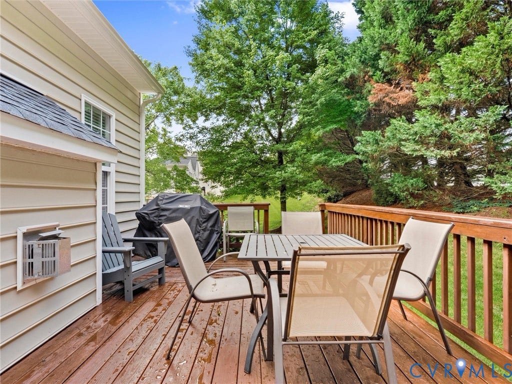 1663 Centerville Parke Lane, The Parke At Centerville, Manakin Sabot, VA 23103 Expansive wood-finish deck with wood railing, offering a private outdoor space