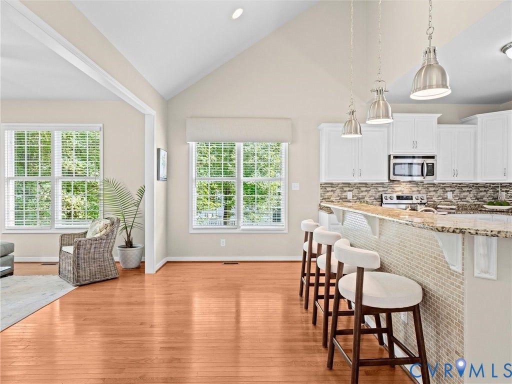 1663 Centerville Parke Lane, The Parke At Centerville, Manakin Sabot, VA 23103 Vaulted ceiling with a recessed light, wood-finish flooring, and white trim