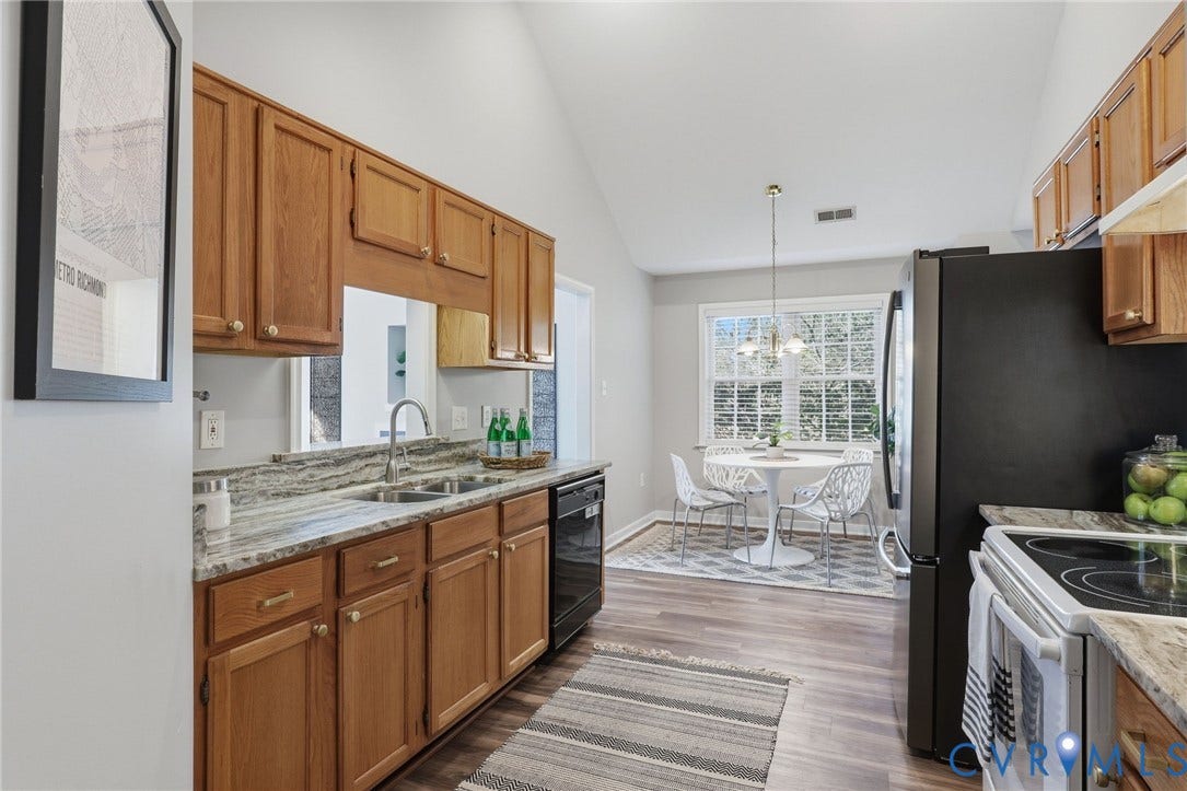 932 Ayers Way, Ayers Tavern, Glen Allen, VA 23060 Kitchen featuring light wood cabinetry, stone countertops, double basin sink, and wood-finish flooring