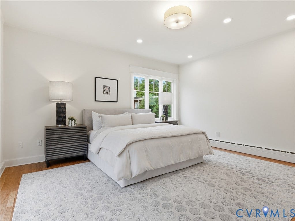 1901 Hanover Avenue, Fan, Richmond, VA 23220 Hardwood flooring, recessed ceiling lighting, a flush mount ceiling fixture, and a large window