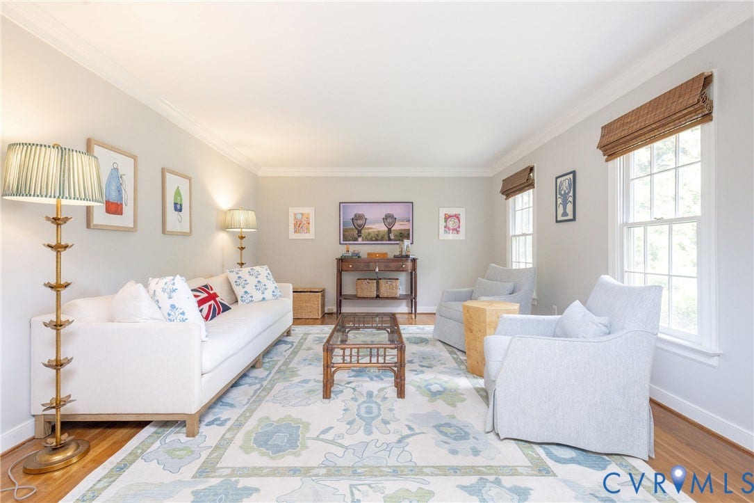 2120 Willowick Lane, Henrico, VA 23238 Hardwood flooring throughout, crown molding, and double-hung windows with woven wood shades