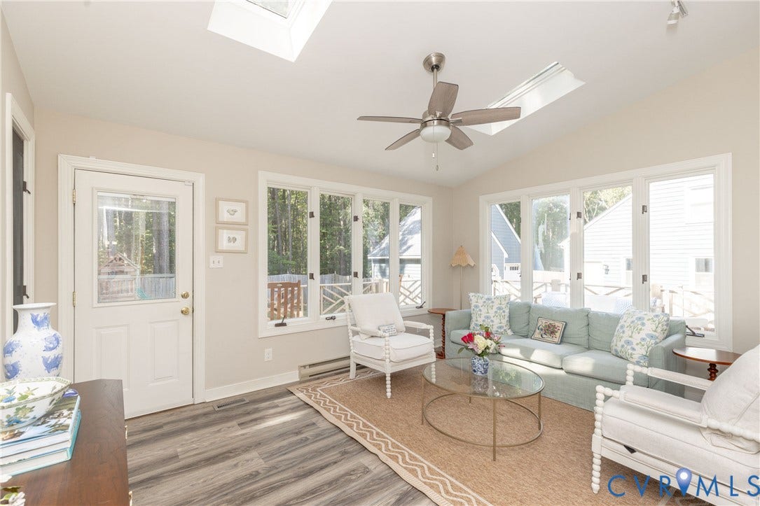 2120 Willowick Lane, Henrico, VA 23238 Vaulted ceiling with skylights and ceiling fan