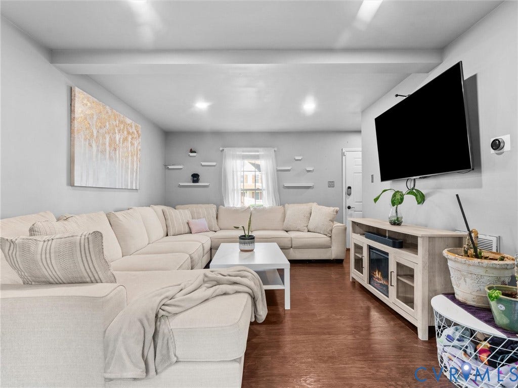 6507 Fairpines Road, North Chesterfield, VA 23234 Recessed lighting illuminates the living area featuring wood-finish flooring