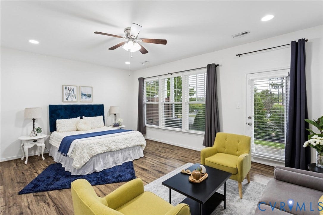 10420 Perennial Drive, Ridgefield Green Townhome, Henrico, VA 23233 Spacious room with wood-finish flooring, recessed lighting, and a ceiling fan