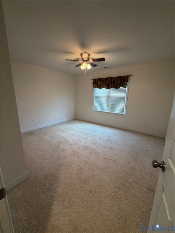 12146 Elnora Lane, Glen Allen, VA 23059 Carpeted flooring, ceiling fan with integrated lighting, and window with blinds