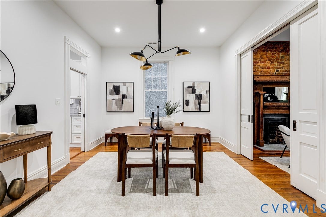 1416 Oakwood Avenue, Church Hill, Richmond, VA 23223 Recessed lighting, wood-finish flooring, and a modern chandelier