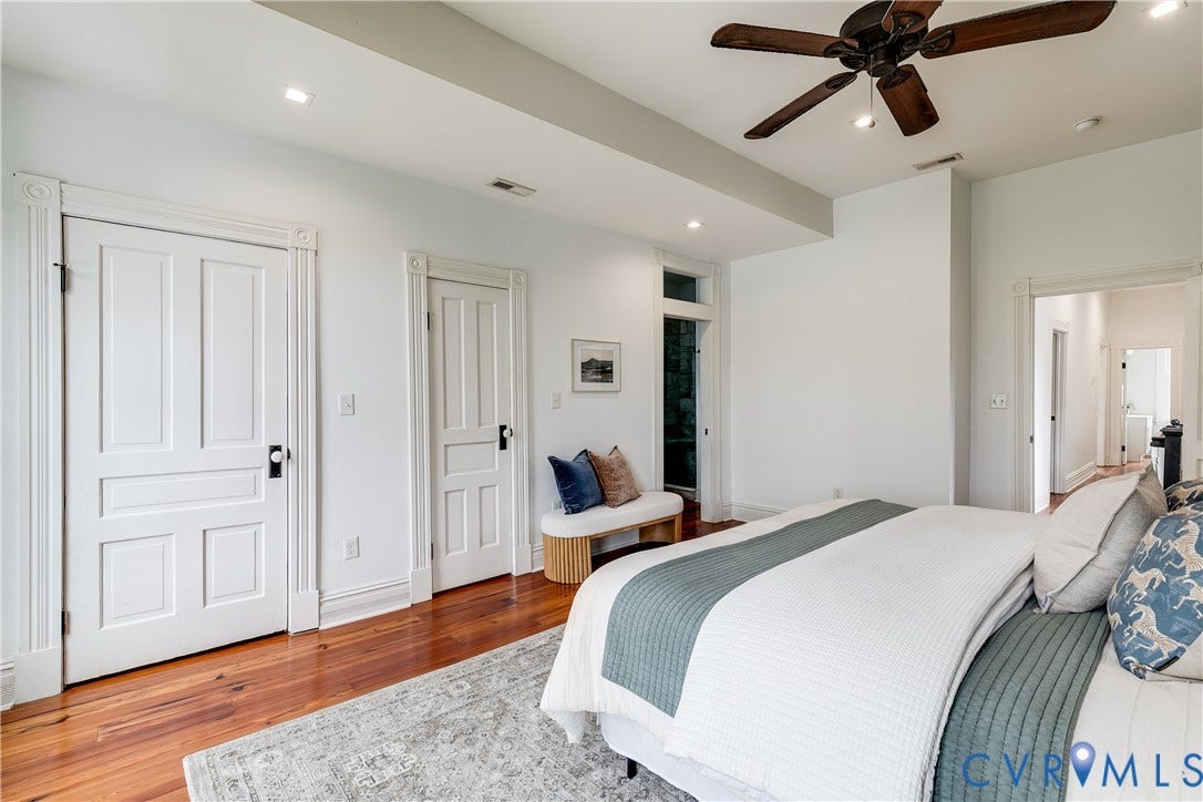 1416 Oakwood Avenue, Church Hill, Richmond, VA 23223 Wood-finish flooring, recessed lighting, and a dark-toned ceiling fan