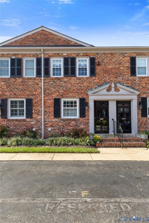505 N Hamilton Street, #F, Richmond, VA 23221 Brick exterior facade with multiple windows, black shutters, and two separate entryways