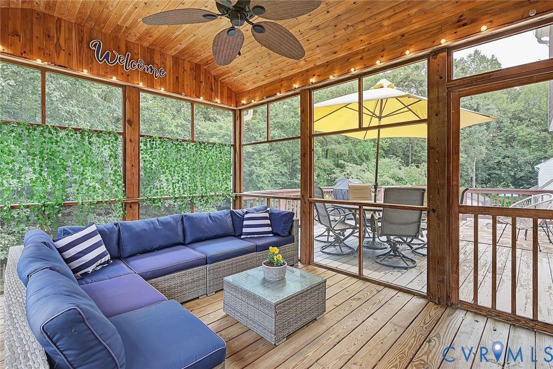 4706 Jacobs Glenn Drive, North Chesterfield, VA 23236 Screened Porch with access to the Deck