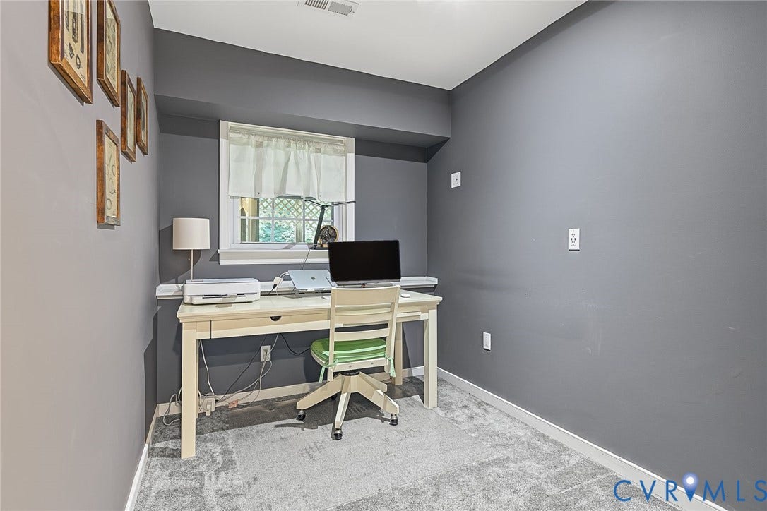 4706 Jacobs Glenn Drive, North Chesterfield, VA 23236 Off the basement rec room, this home office is tucked away but convenient