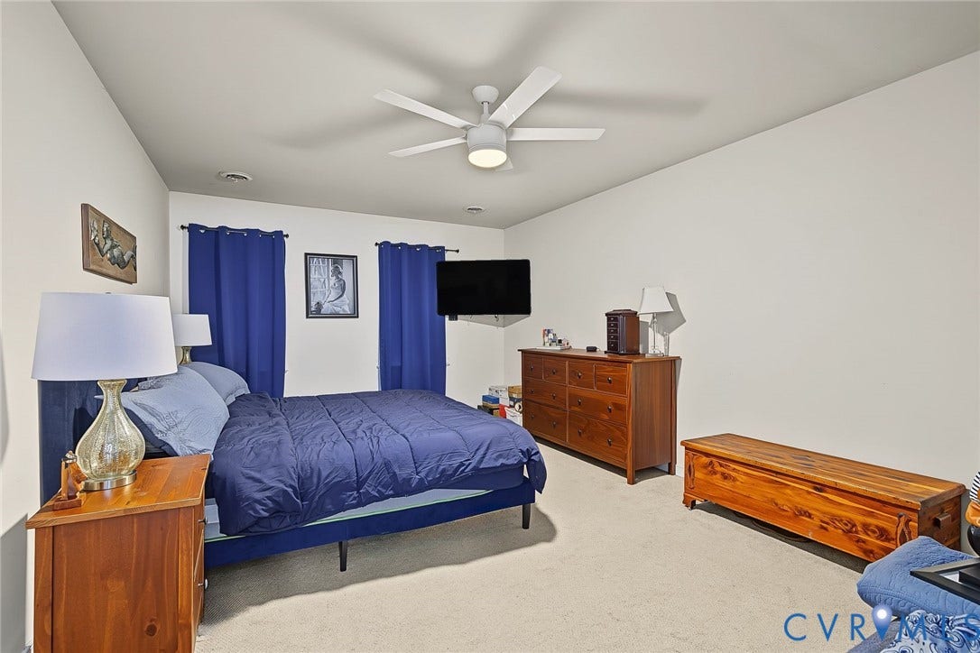 4706 Jacobs Glenn Drive, North Chesterfield, VA 23236 Large but cozy with soft carpet, ceiling fan, en suite bath, and large walk-in closet