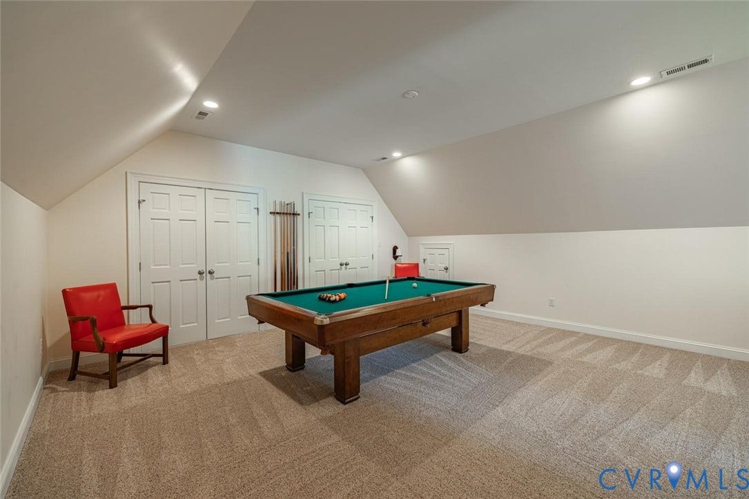 Third floor Rec Room with plush carpet