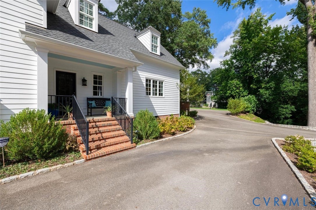 Brick steps leading to side entry/mudroom