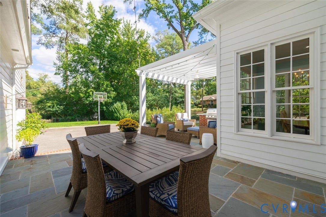 Bluestone patio with dining area