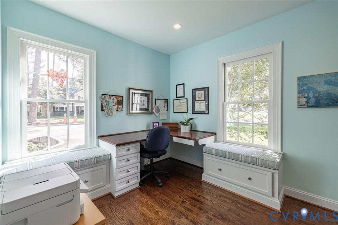 First floor office with custom cabinets