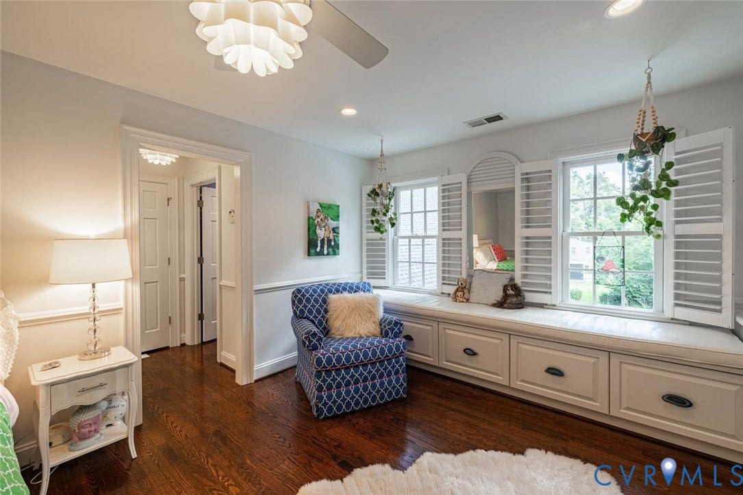 Custom built-in window seat with additional storage