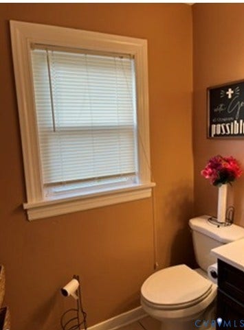 3732 Birdwood Road, Brookbury, Richmond, VA 23234 Privacy window with white blinds, white trim, and a warm-toned wall