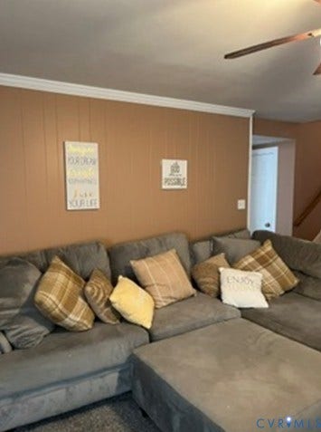 3732 Birdwood Road, Brookbury, Richmond, VA 23234 Warm-toned paneled wall with classic white crown molding