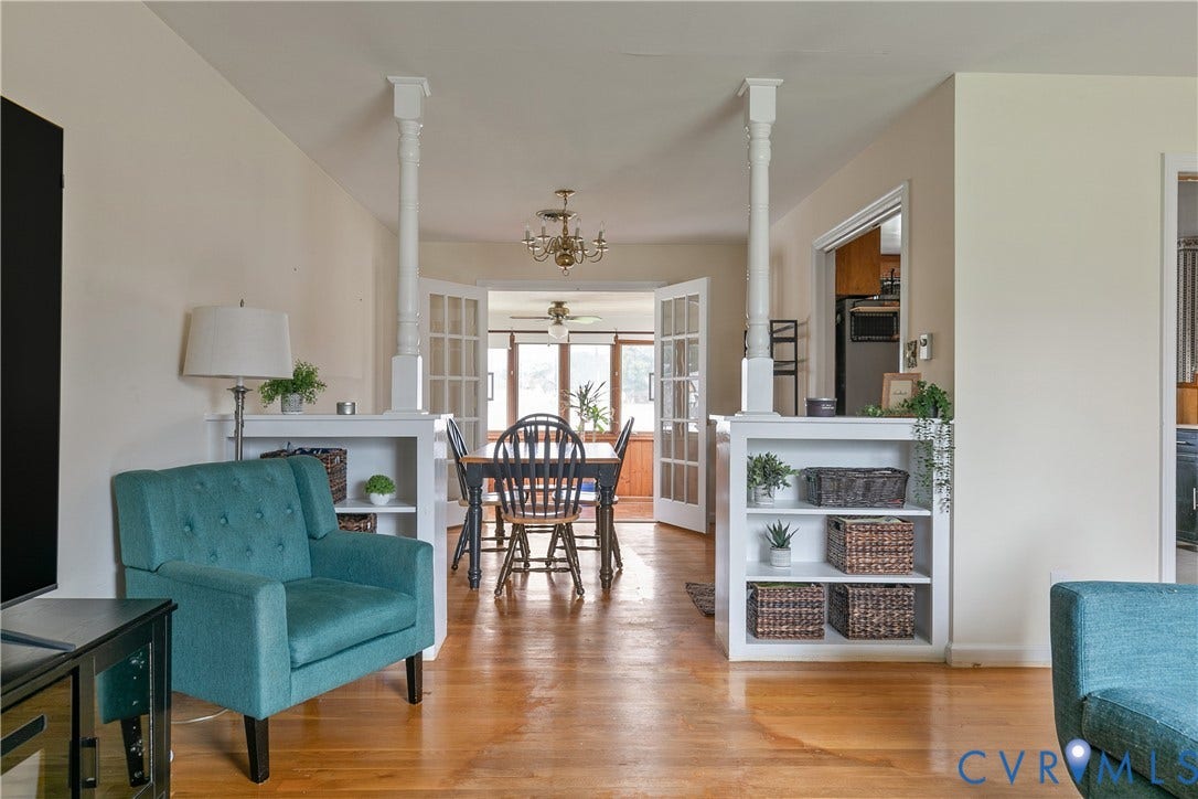 View from living room to dining room to morning room