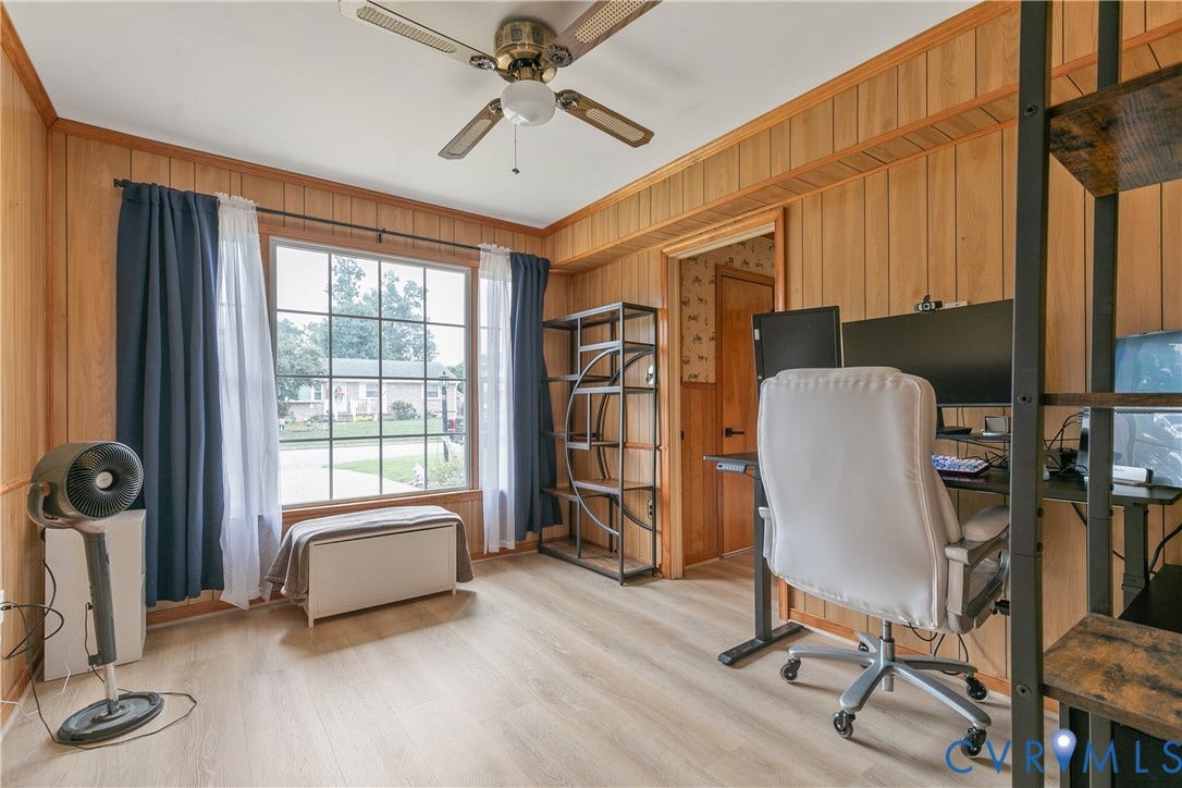 Office/workout/den space off of family room with new LVT