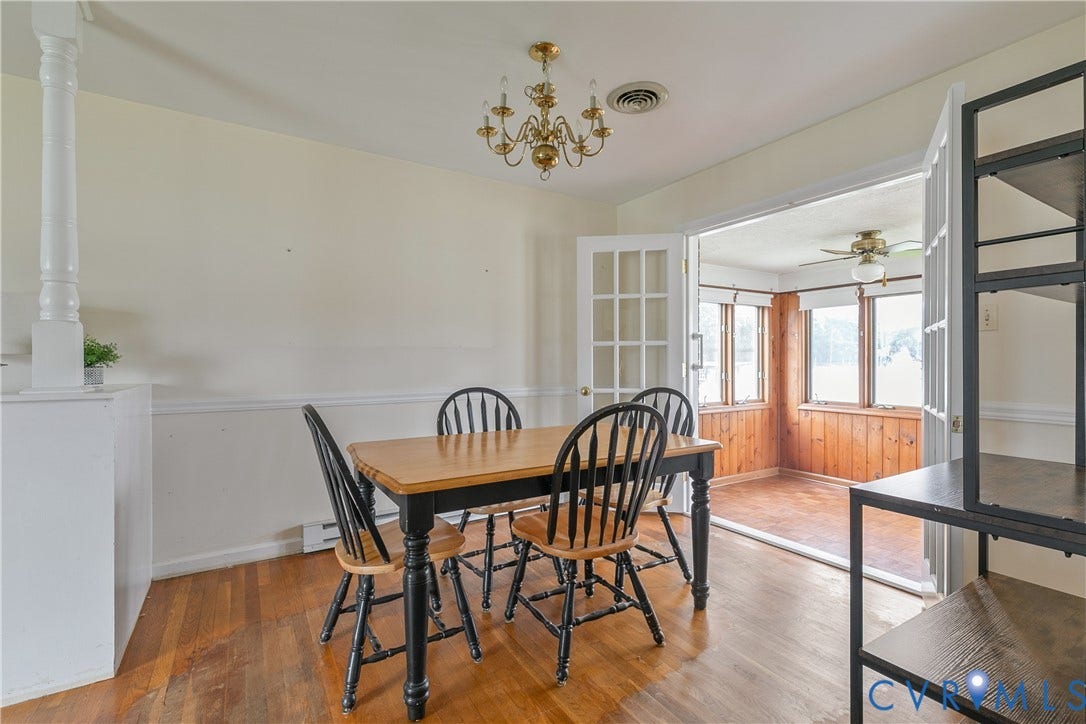 Dining room with French doors to morning room