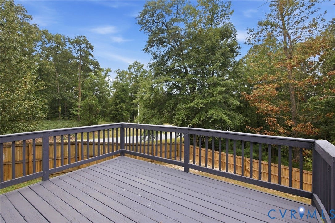 10624 Hamlin Drive, Hamlin Estates, Chester, VA 23831 Spacious outdoor deck with painted wood flooring and perimeter railing