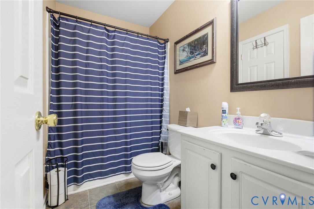 10624 Hamlin Drive, Hamlin Estates, Chester, VA 23831 White vanity with a single basin sink and chrome faucet