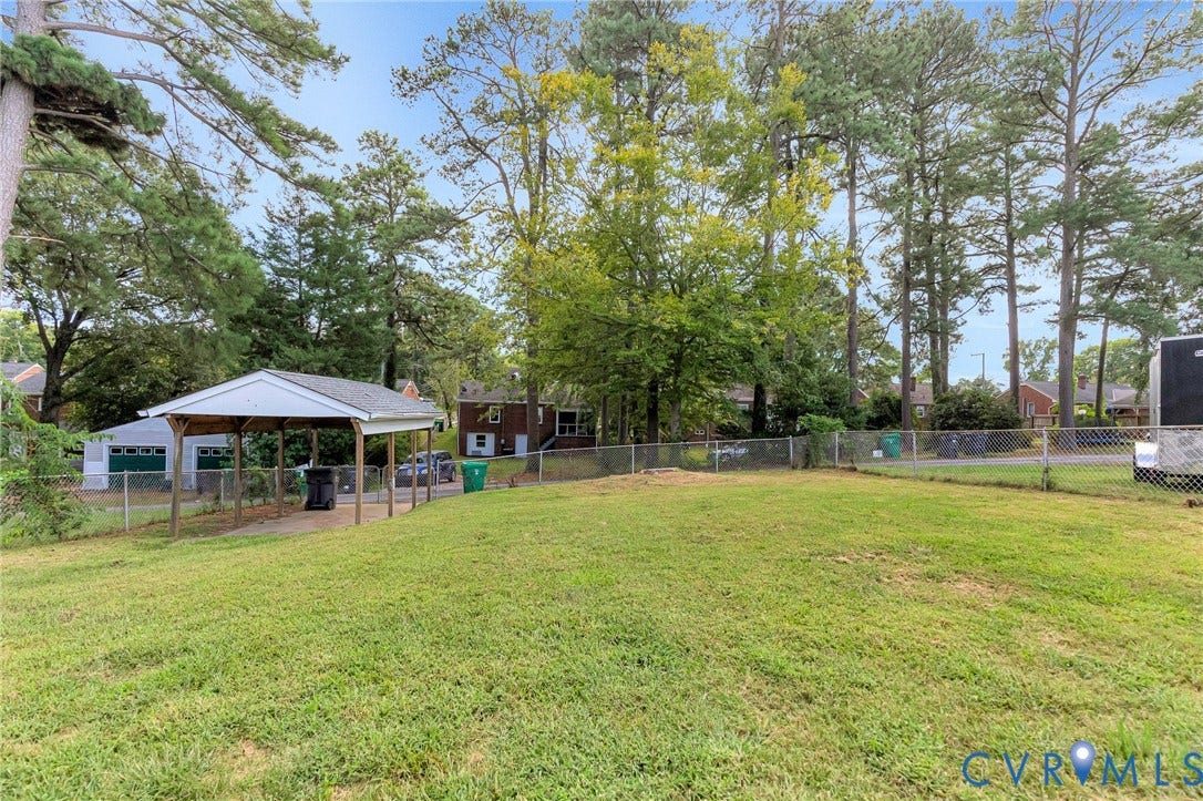 507 Walnut Avenue, Walnut Court, Colonial Heights, VA 23834 Expansive lawn area with a chain-link fence