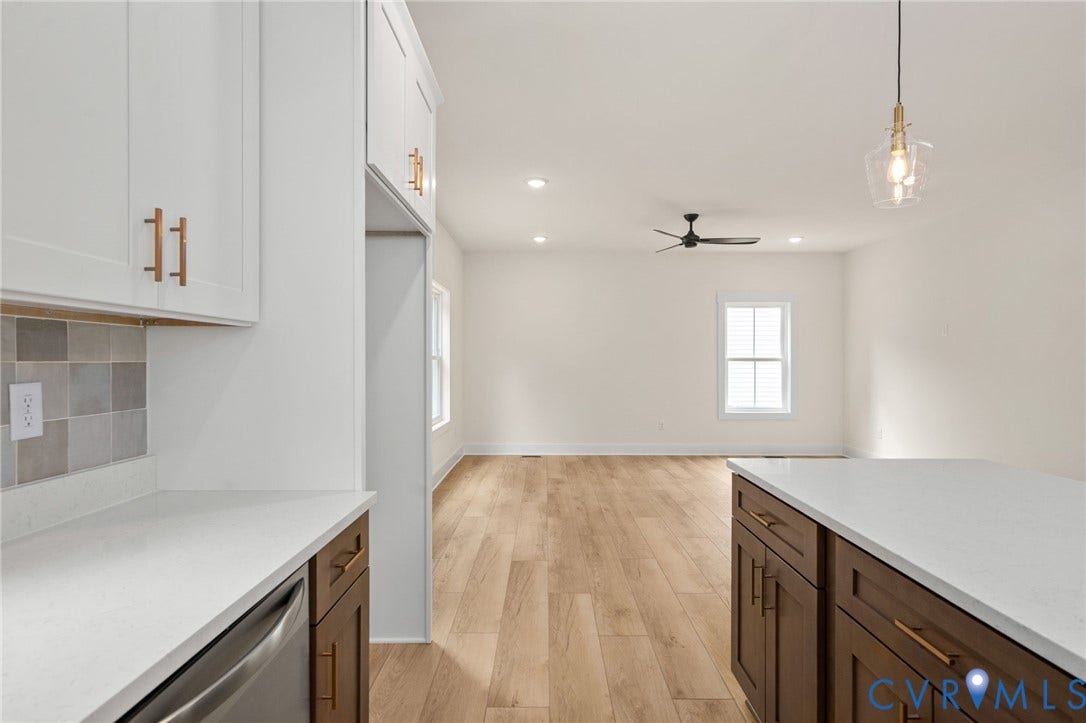 7603 Oster Drive, Chamberlayne Farms Area, Henrico, VA 23227 White shaker-style cabinetry with gold-toned hardware