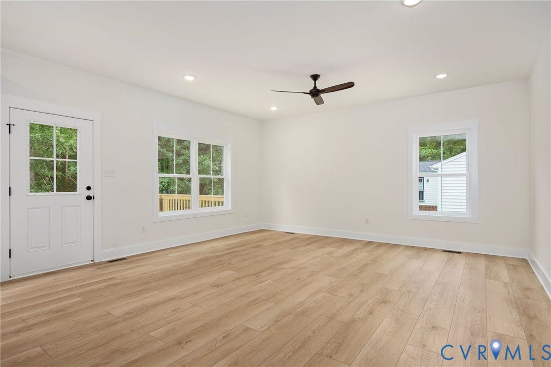 7603 Oster Drive, Chamberlayne Farms Area, Henrico, VA 23227 Wood-finish flooring, recessed lighting, ceiling fan, and white walls