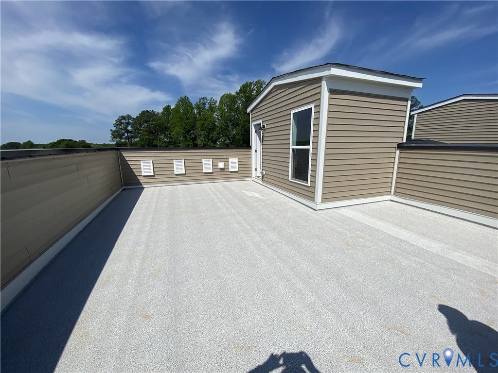 2701 St Elias Drive, #B, Richmond, VA 23294 Expansive rooftop deck featuring a light-toned, textured surface and exterior siding