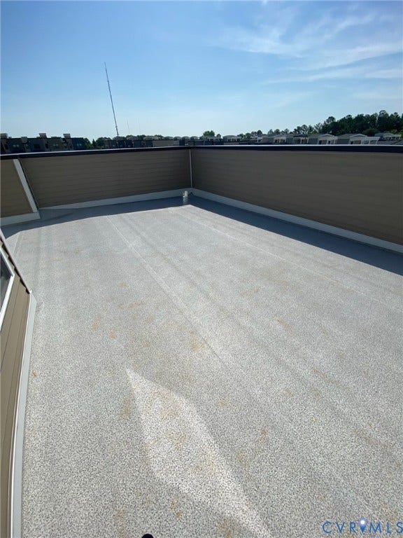 2701 St Elias Drive, #B, Richmond, VA 23294 Rooftop terrace with a durable gray surface and a perimeter wall featuring horizontal siding