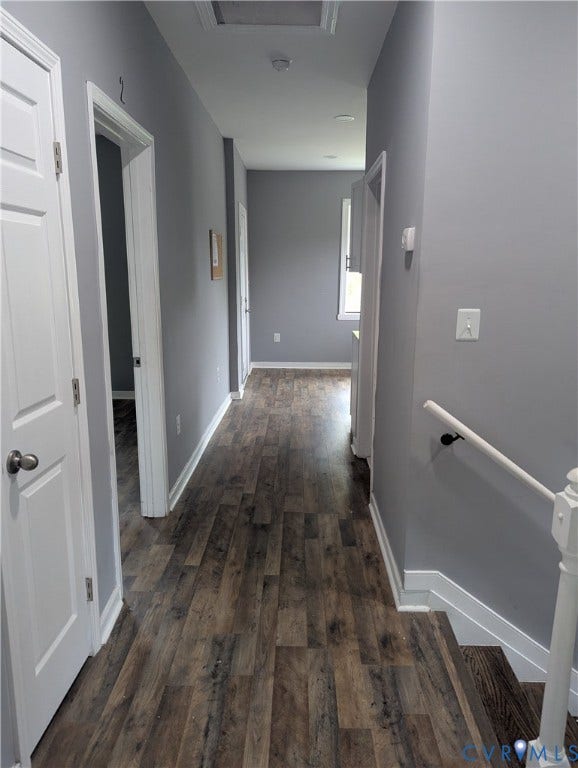 4202 Chamberlayne Avenue, Richmond, VA 23227 Hallway featuring wood-finish flooring, light gray wall paint, white trim, and recessed lighting