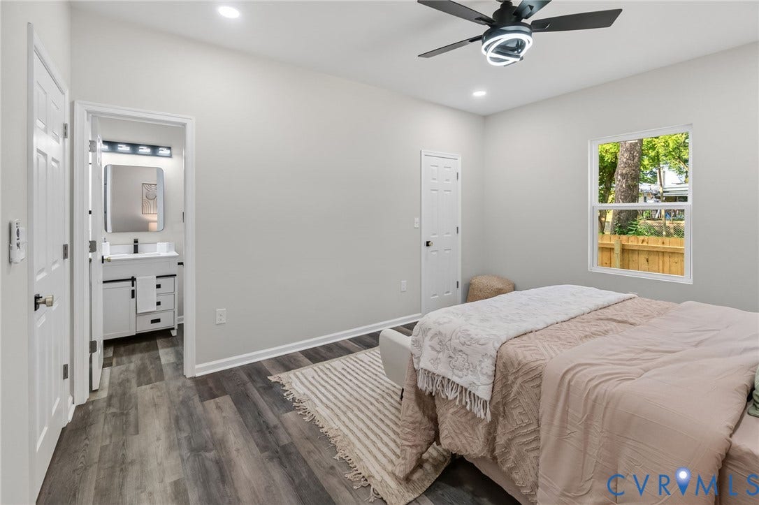 1146 Willcox Street, Petersburg, VA 23803 Bedroom featuring wood-finish flooring, recessed lighting, and a modern ceiling fan