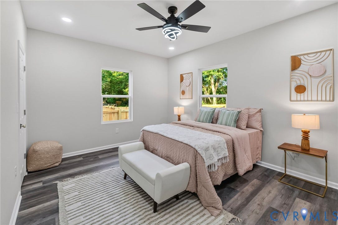 1146 Willcox Street, Petersburg, VA 23803 Room featuring wood-finish flooring, recessed lighting, and a contemporary ceiling fan