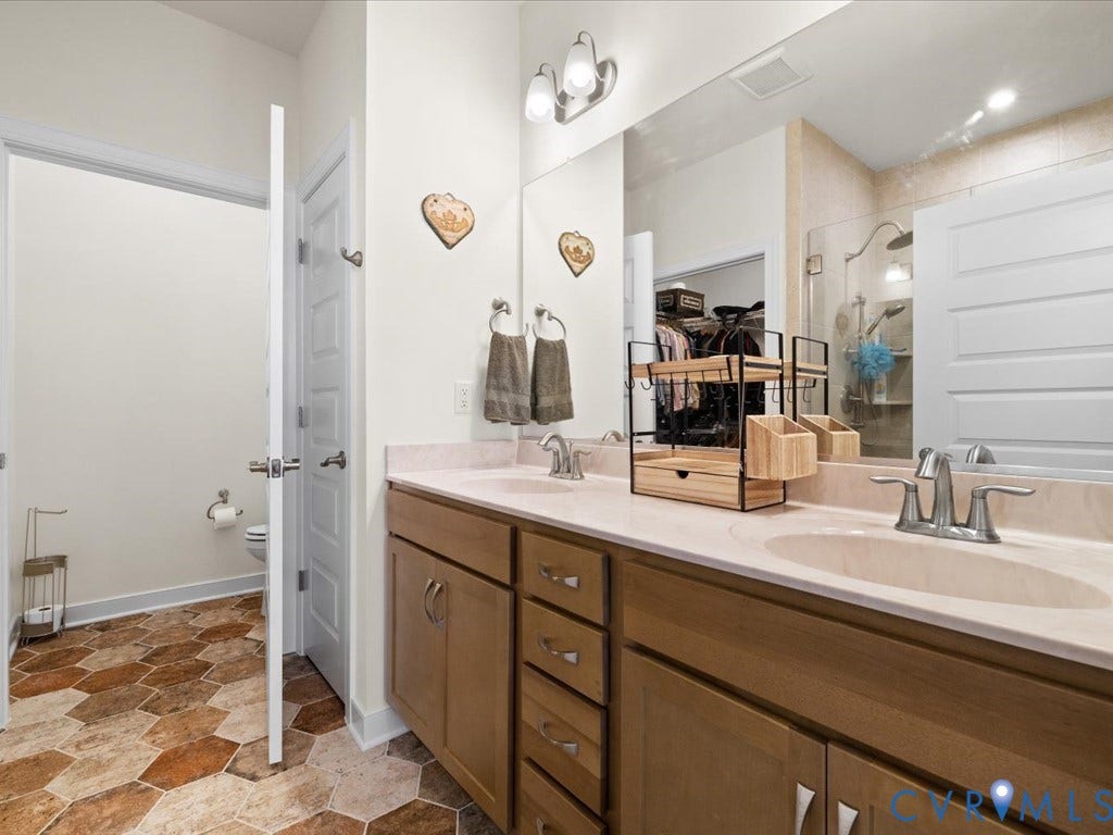 1801 Outrigger Drive, Meadowville Landing, Chesterfield, VA 23836 Dual vanity with integrated sinks and brushed nickel faucets