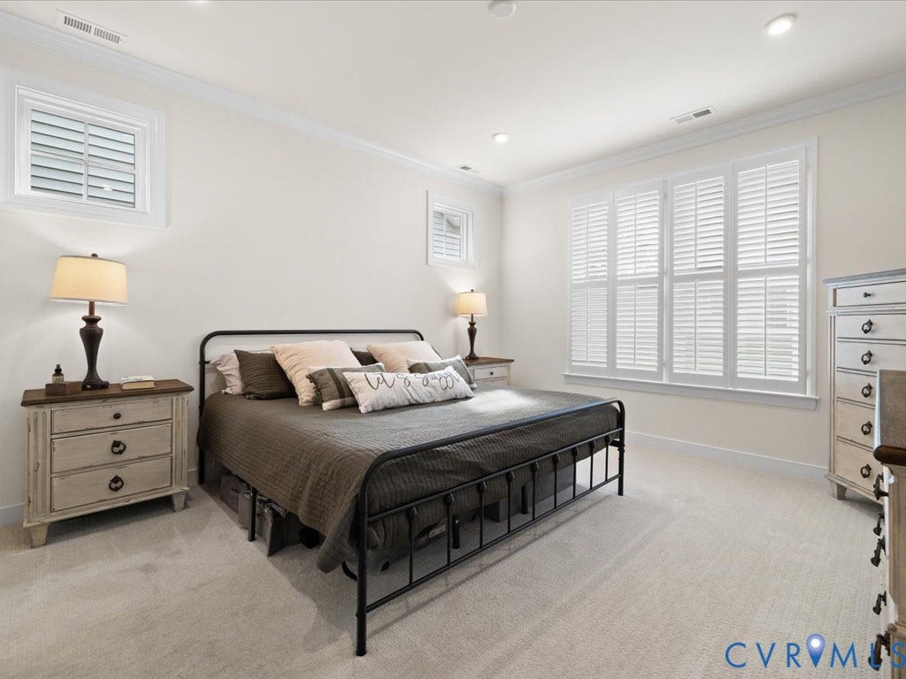 1801 Outrigger Drive, Meadowville Landing, Chesterfield, VA 23836 Recessed lighting, crown molding, white window shutters, and soft carpeting