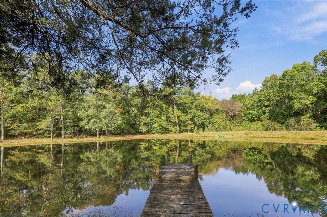 Stocked pond with a fishing dock