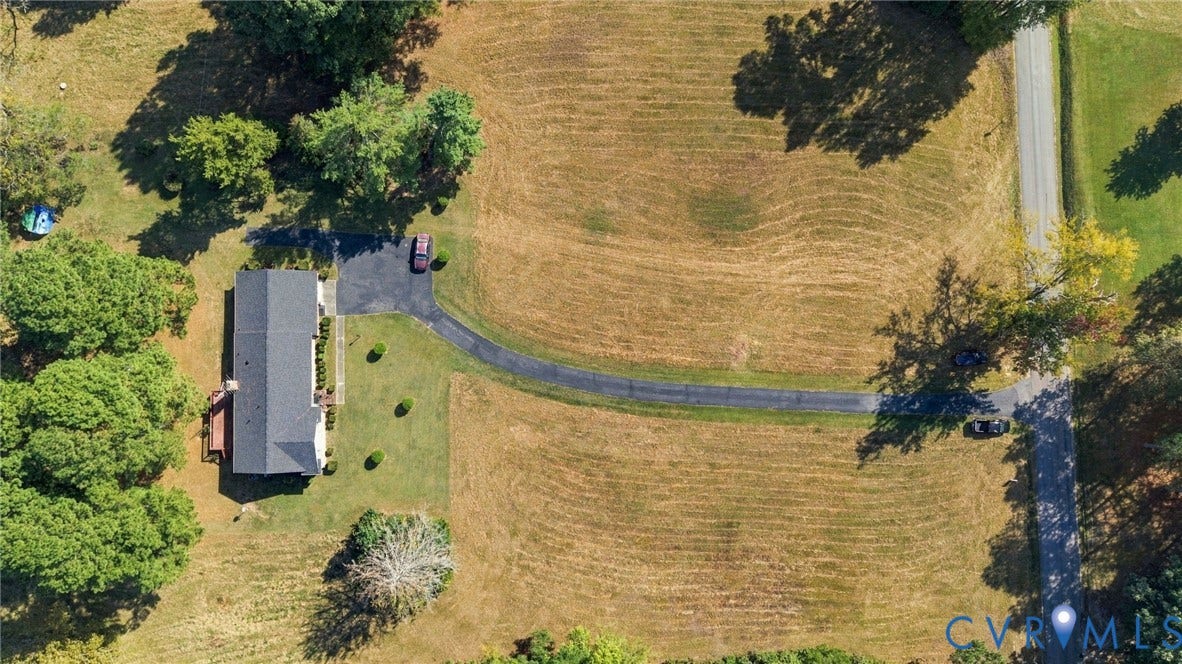 Overhead view of house and yard